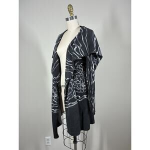 Alberto Makali Wrap Open Front Cardigan Sweater Medium Duster Abstract Artsy
